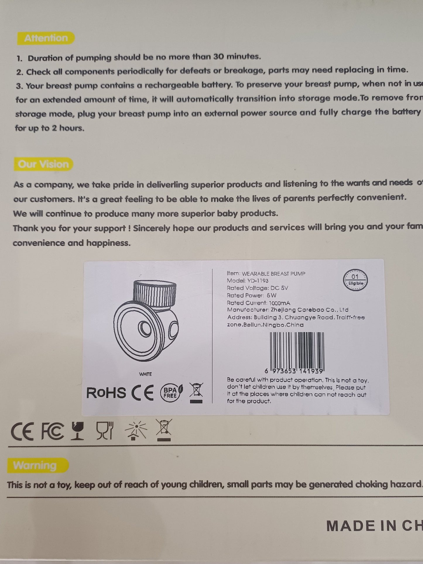 Hands-Free Chargeable Breast Pump